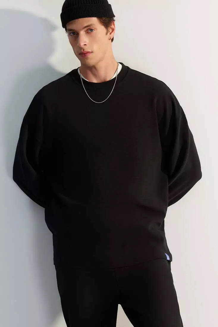 Wide neck hot sale sweatshirt mens