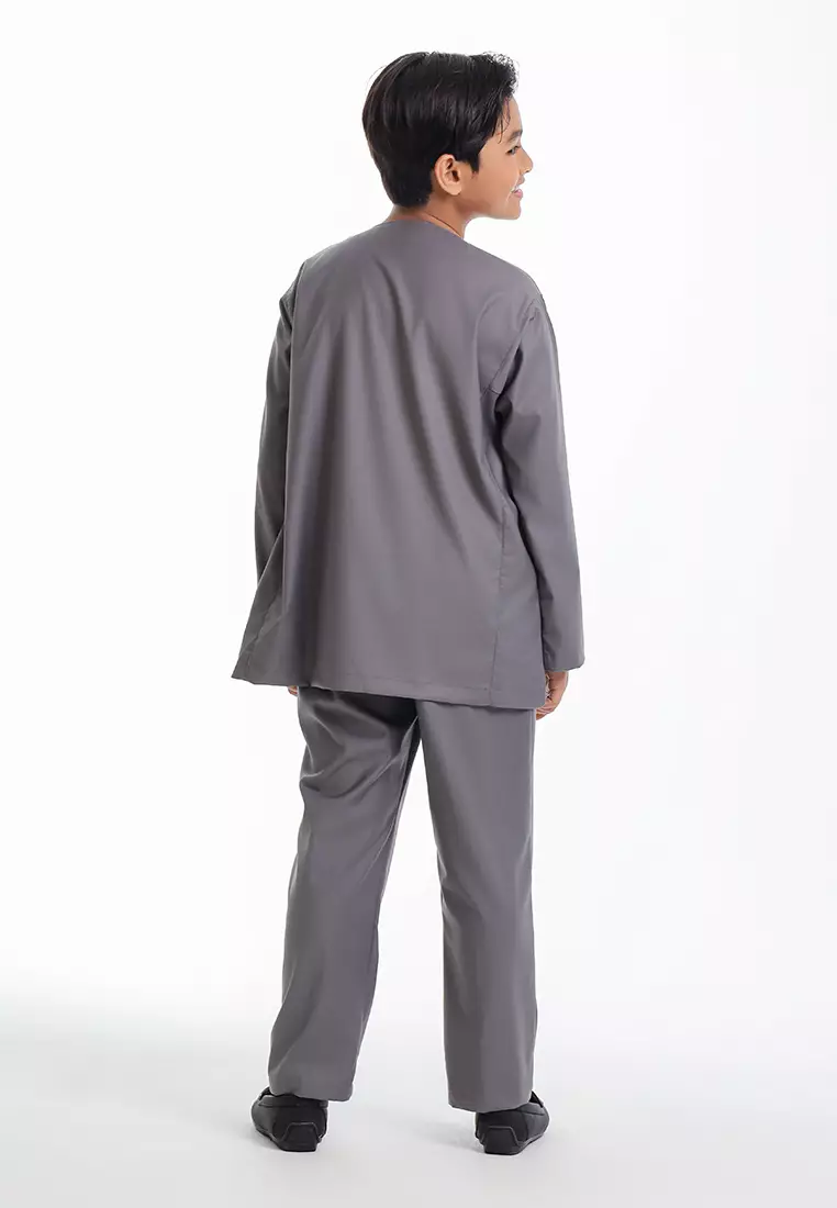 Forest x Hatta Dolmat Baju Melayu Teluk Belanga Budak - FK24104BM-03DkGrey