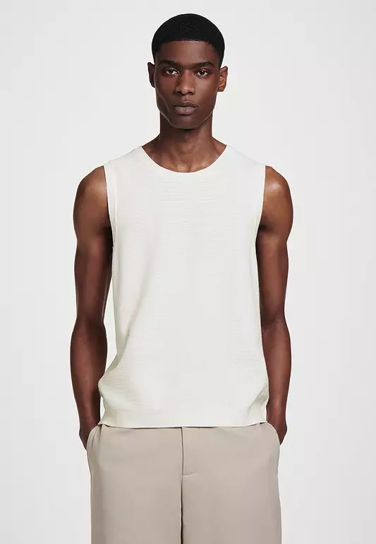 Textured Knitted Cotton Tank Top