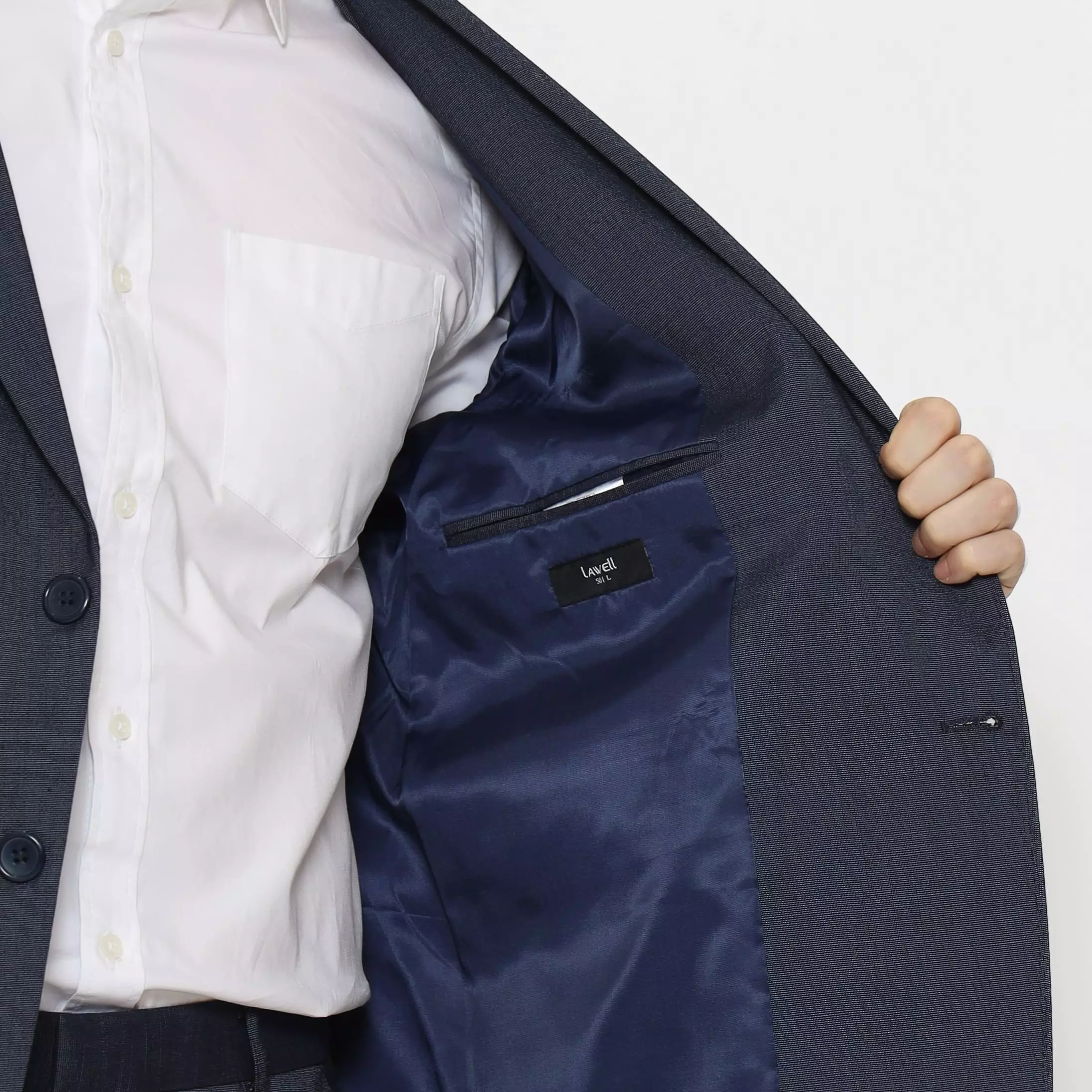 LAWELL BRUCE-S2 Jas Formal Pria Navy Oxford Kecil Regular Fit Kancing 2