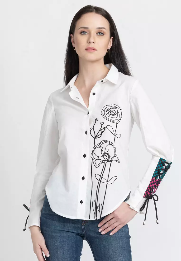 Buy Shaye White Embroidered Casual Shirt 2024 Online ZALORA