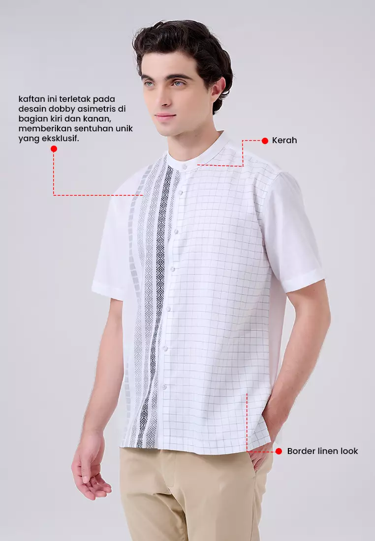 MANZONE X Adipati Dolken - Kemeja Koko Lengan Pendek Shiraz Comfort Fit - White Warna White