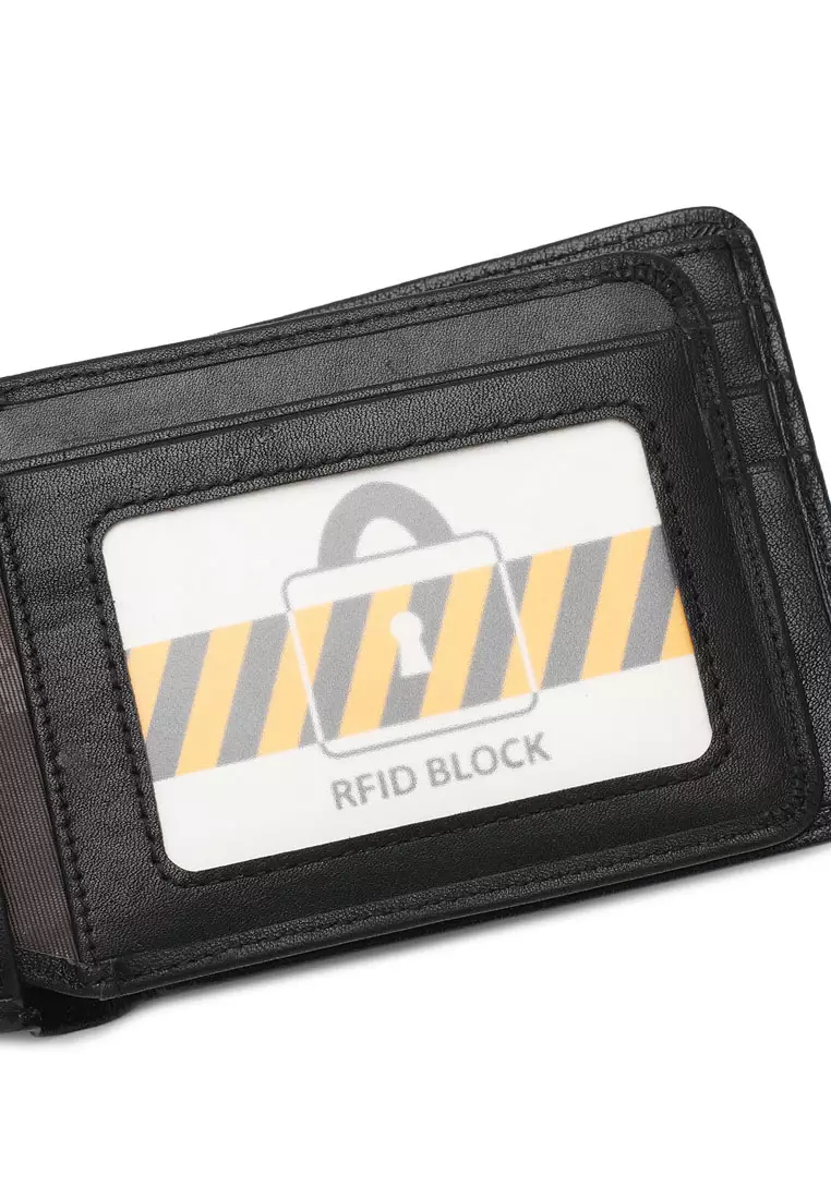 Men's Genuine Leather RFID Blocking Wallet - Black