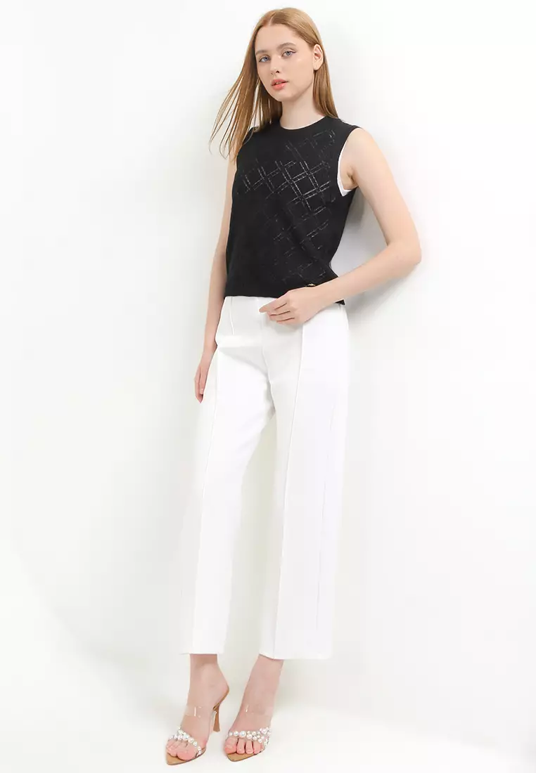 Sleeveless High Neck Knit Top