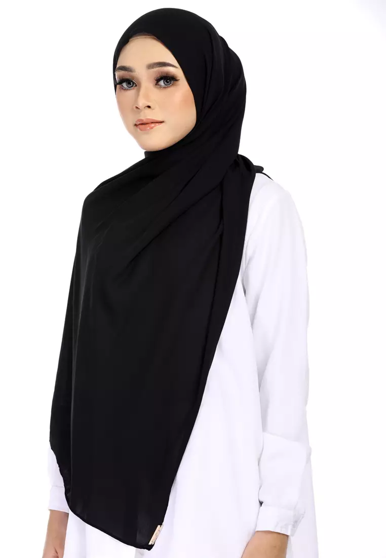 Buy Era Maya Rania Premium Heavy Chiffon Basic Wide Shawl in Pure Black ...