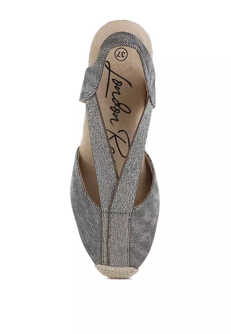 Buy London Rag Metallic Woven Espadrille Wedges in Black 2026 Online ...