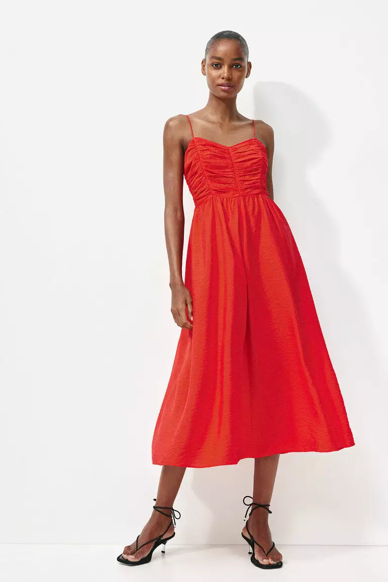 Gathered-bodice dress