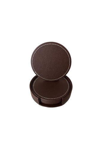 DILAS HOME 6pc Modern Leather Coaster Set (Brown) | ZALORA Malaysia