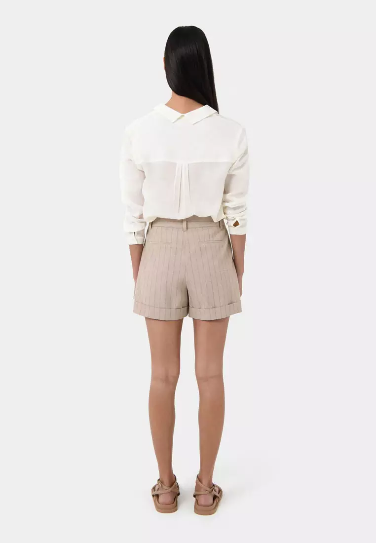 Ria Stripe Cotton Blend Shorts