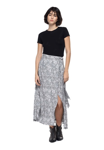 REPLAY black and beige REPLAY VISCOSE SKIRT WITH ALL-OVER PRINT 713B4AA9E96A51GS_1
