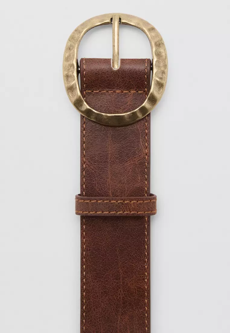 Textured Belt With Round Buckle