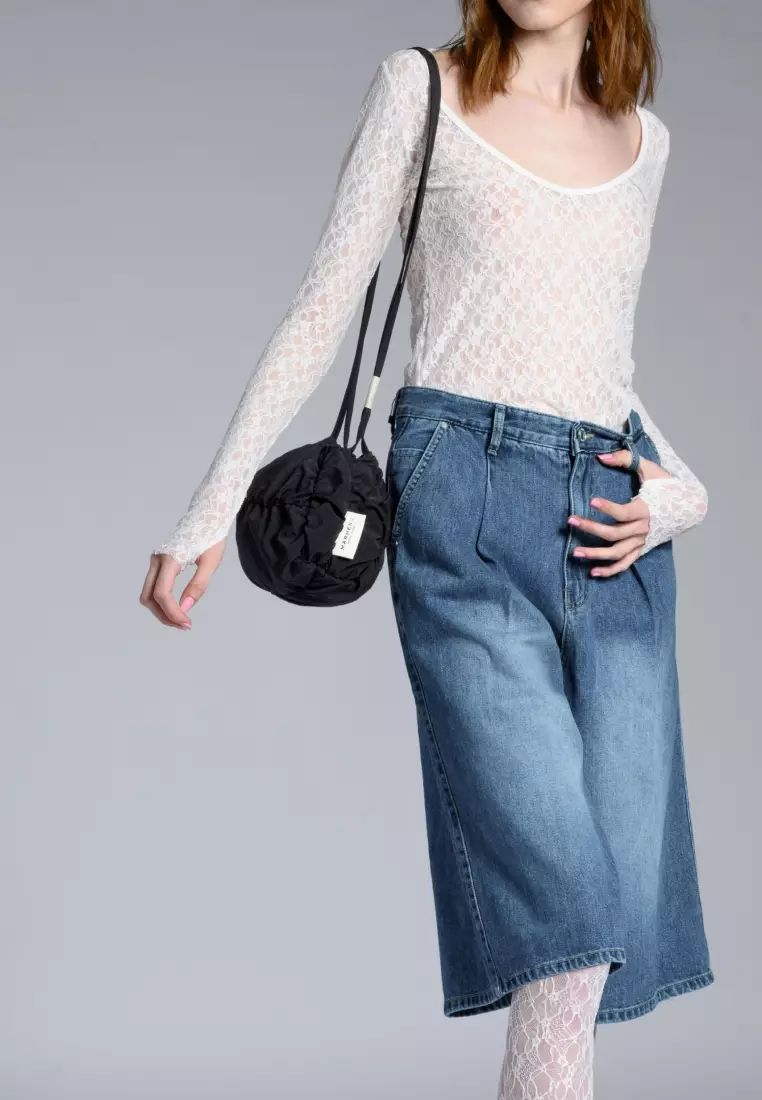 POPCORN BALL Nylon Crossbody Bag Black