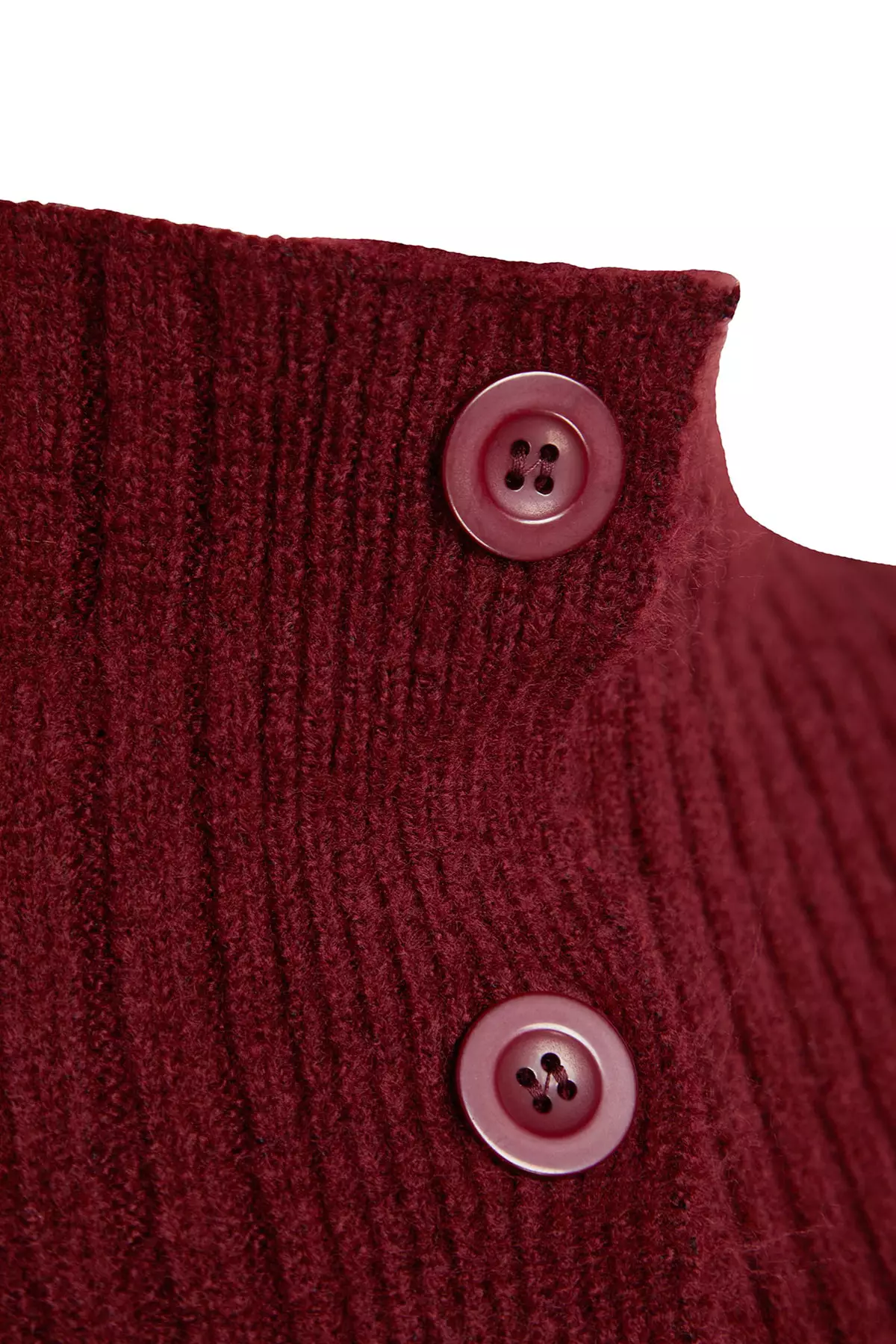 Claret Red Crop Soft Textured Stand Collar Knitwear Cardigan Twoaw22Hi174