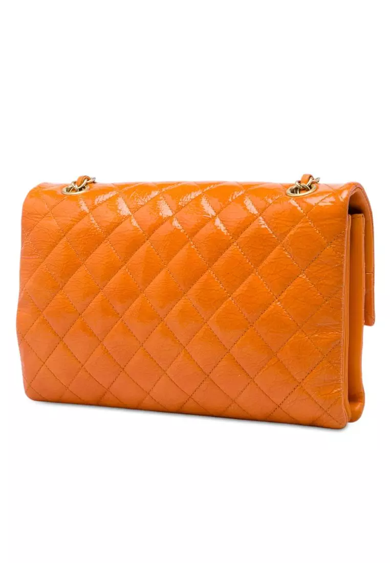 Pre-Loved Chanel Medium Quilted Crinkled Patent Pagoda Accordion Flap
