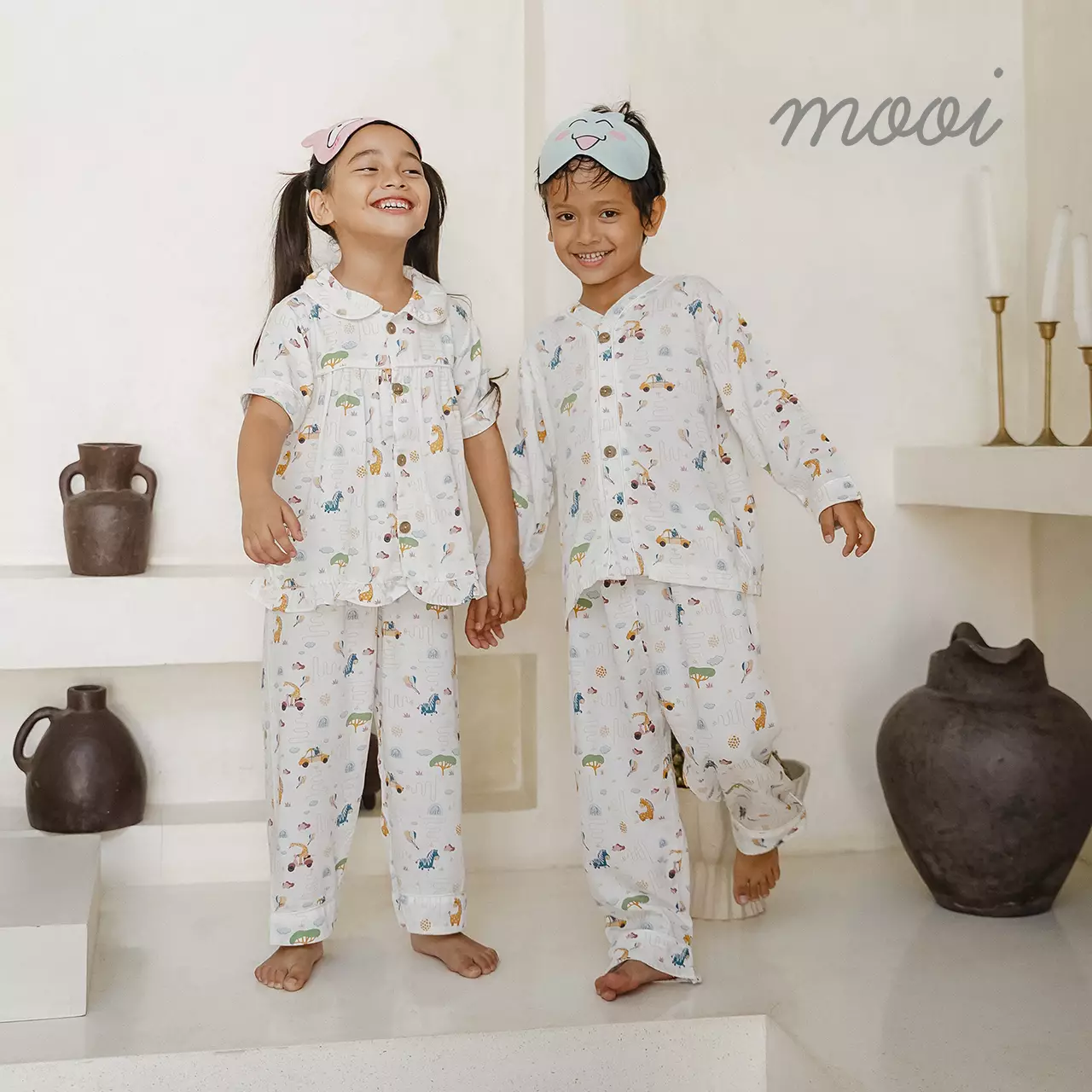 Mooi Piyama Anak Baju Tidur Anak Ceilo Long Pajamas Kids - White