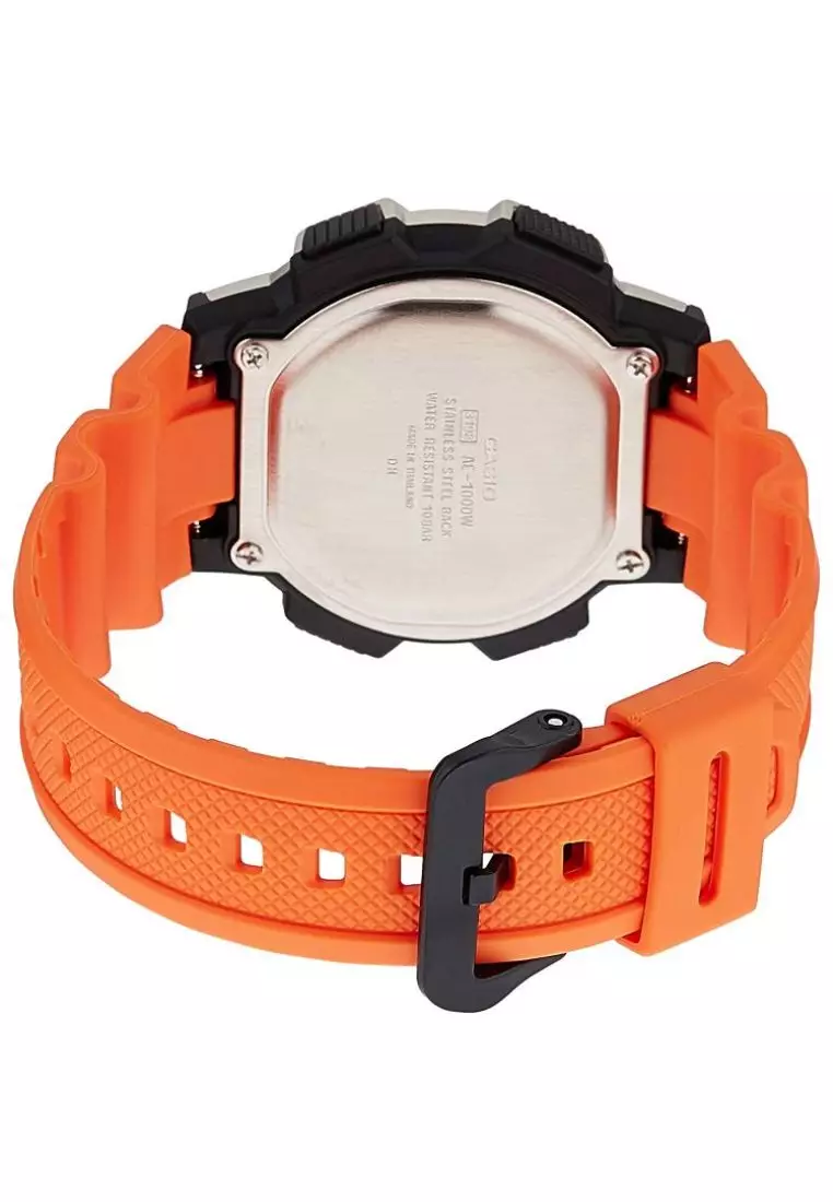 Men's Digital AE-1000W-4BV Orange Resin Band Sport Watch