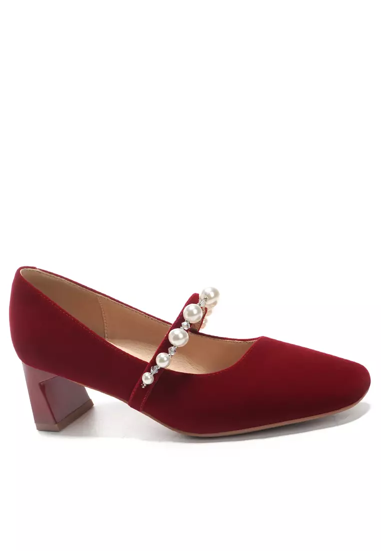 Discount on Twenty Eight Shoes  shoes - SKU: 5CM Pearl Strap Suede Mary Jane Shoes BY2355-5