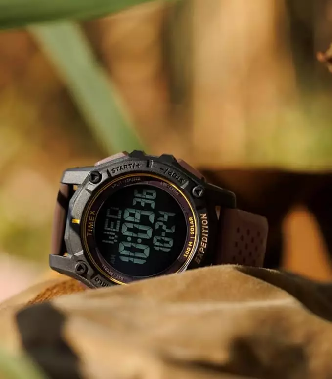 Jam Tangan Pria Timex Expedition Ridge Solar Chronograph Digital Dial Brown Silicone Strap TW4B33800V5 Original