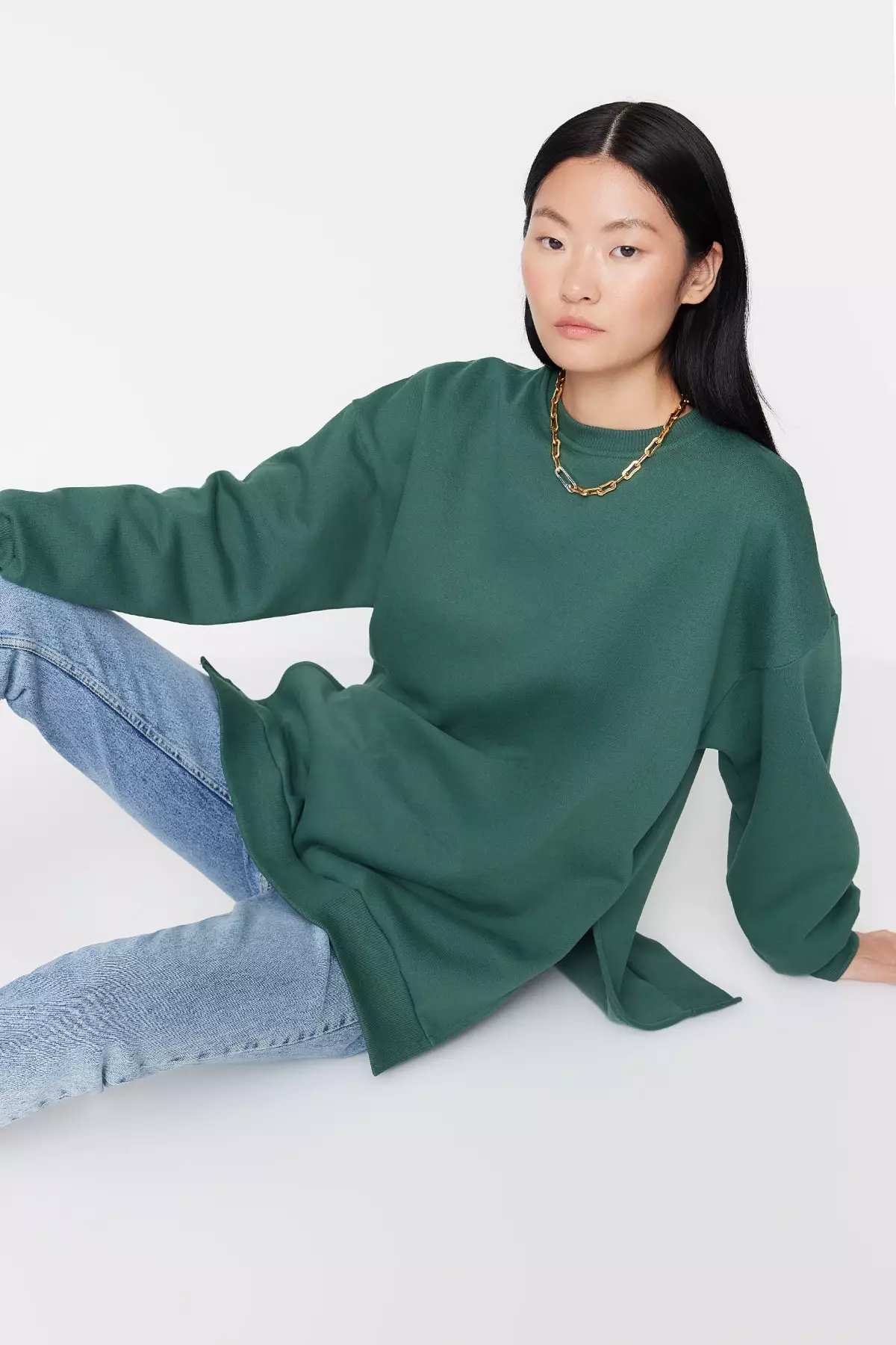 High Low Slit Hem Sweatshirt