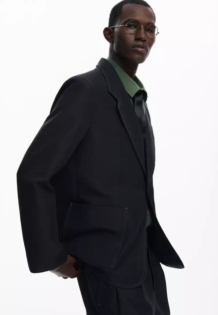 Blazer with contrast stitching