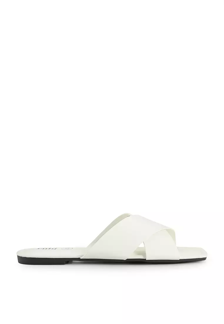 White leather new arrivals slides womens