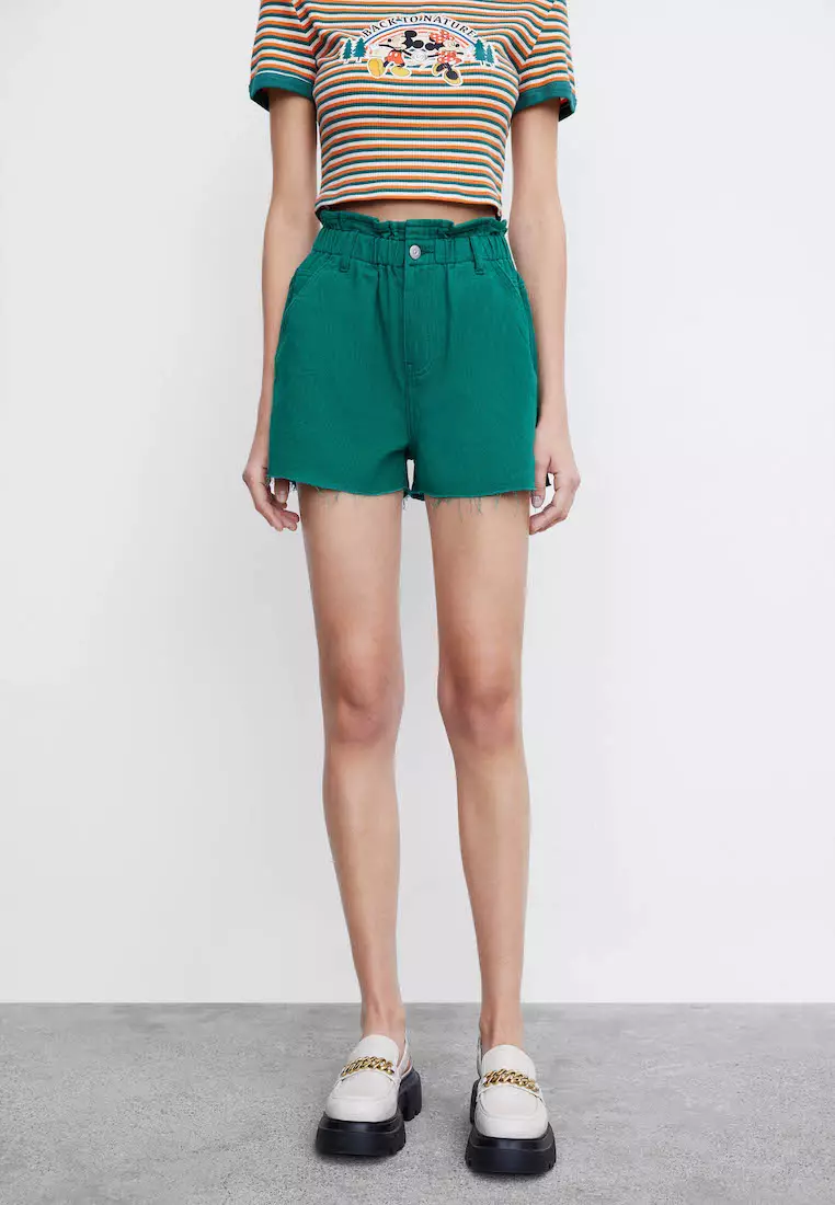 Red paperbag sale waist shorts