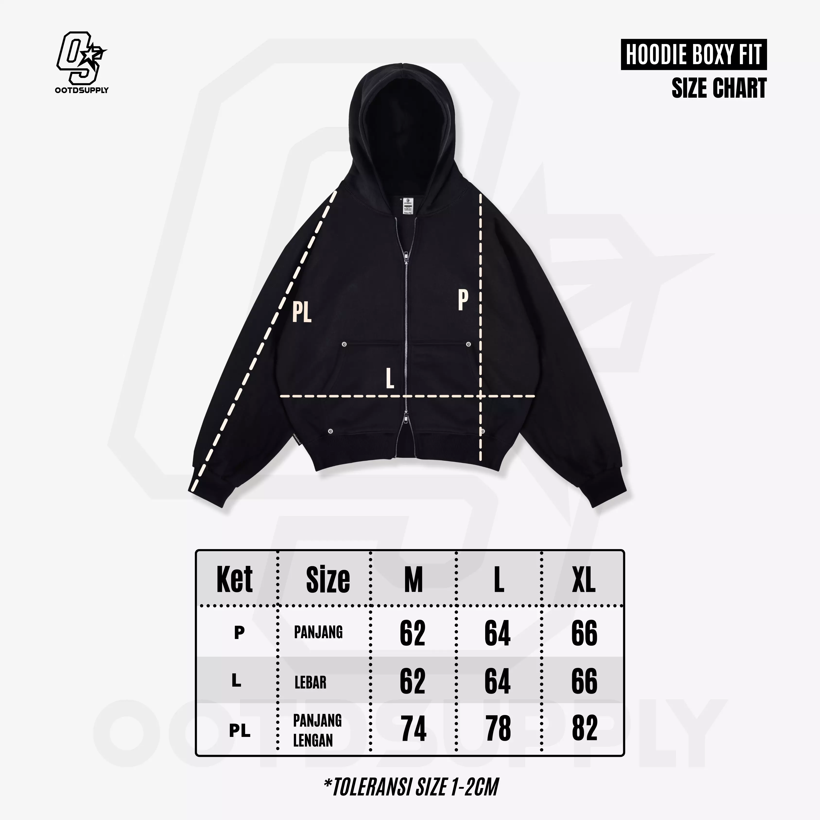 OOTDSUPPLY Hoodie Boxyfit List Mystic Relic Embroidery | Hoodie Boxy fit | HDBXE