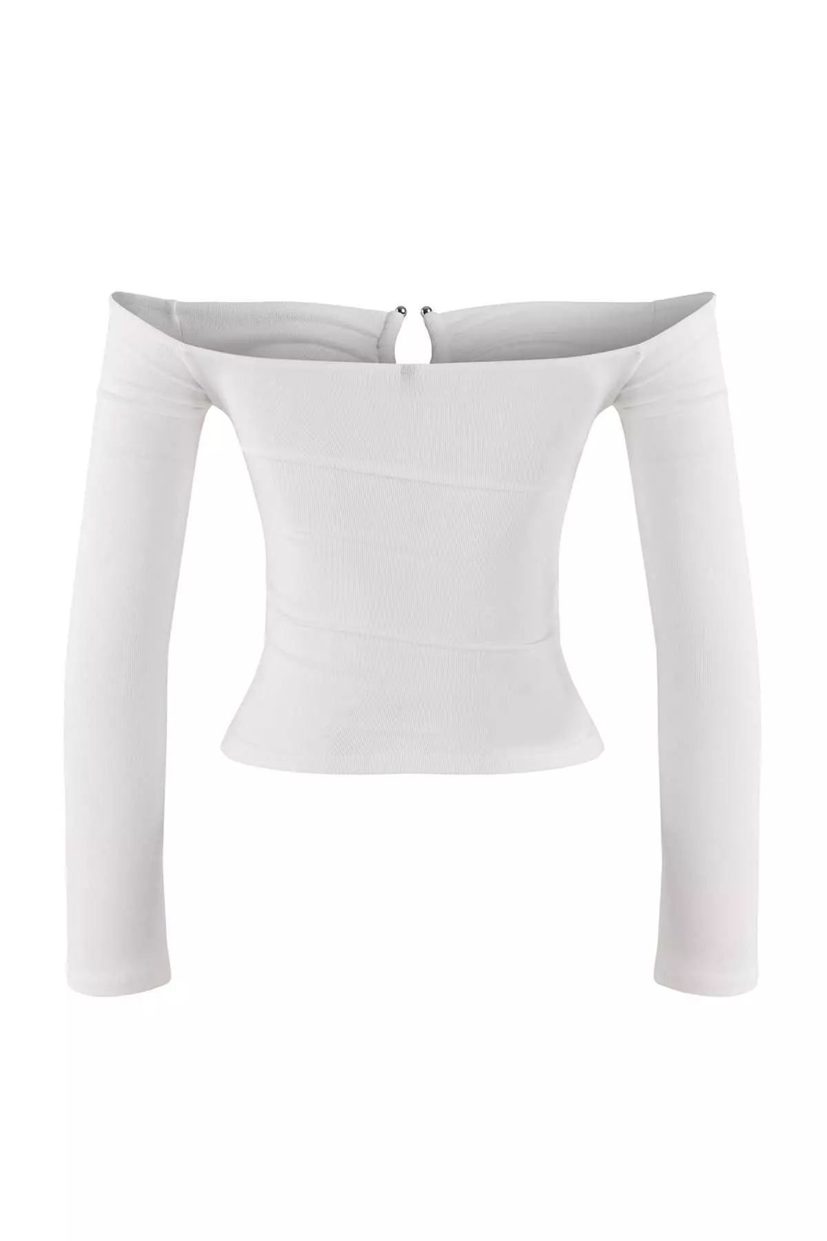 Ecru Fitted/Bodycon Accessory Detailed Stretchy Knitted Blouse Twoaw26Bz00356