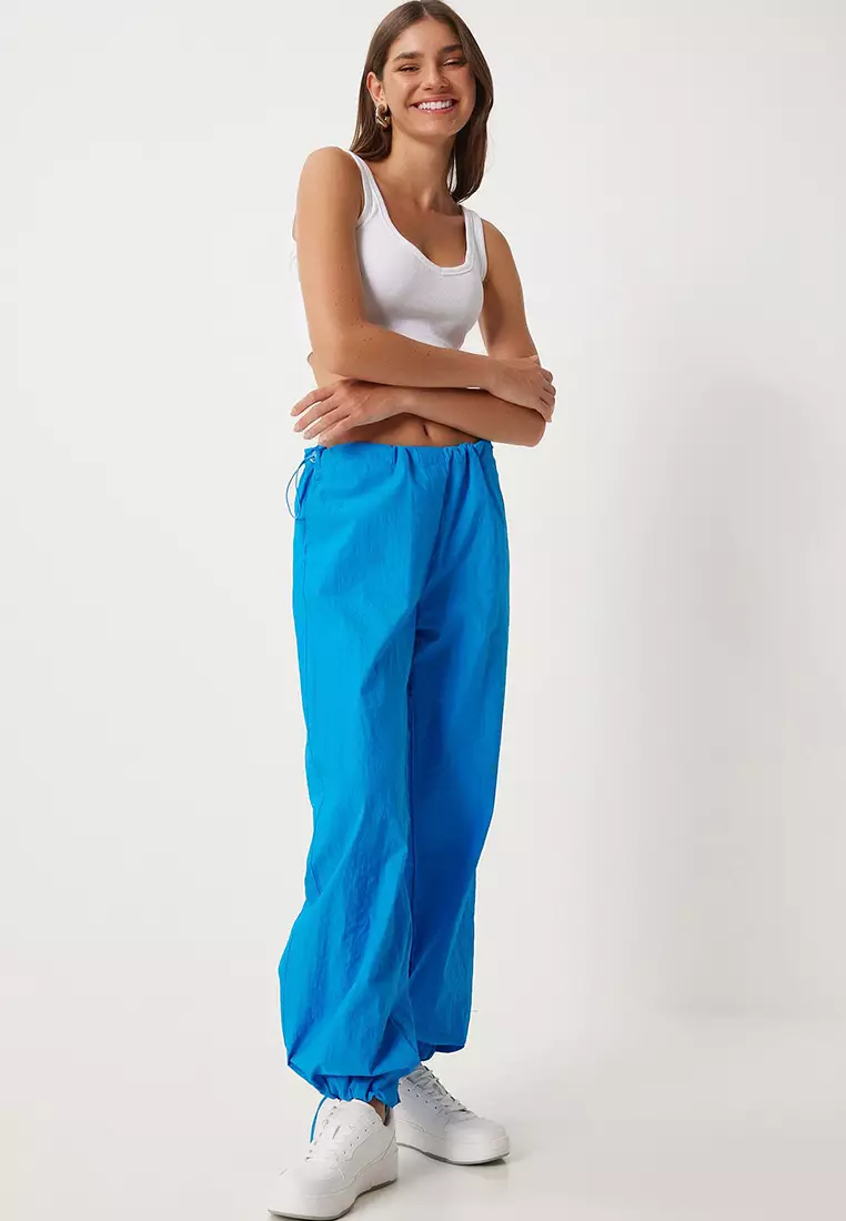 Blue Pocket Parachute Shalwar Pants