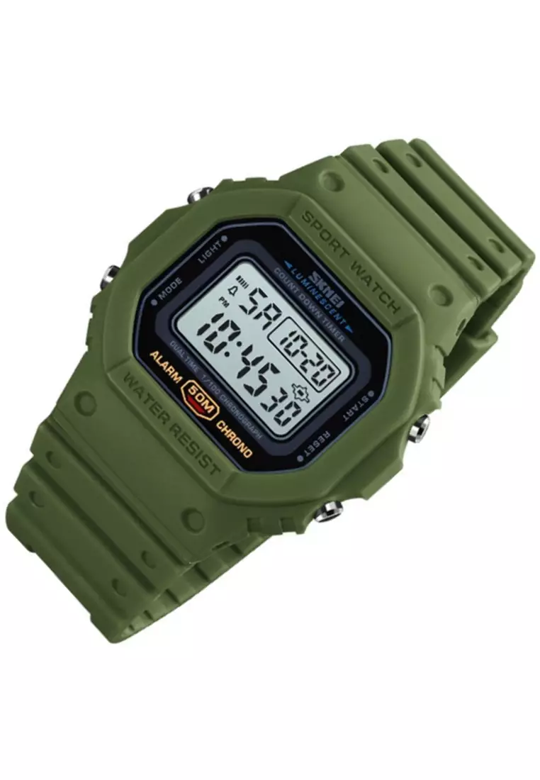 Jam Tangan Digital Pria Design Sporty Many Function Waterproof 50m Strap Tali Material PU ZQ62 ORIGINAL