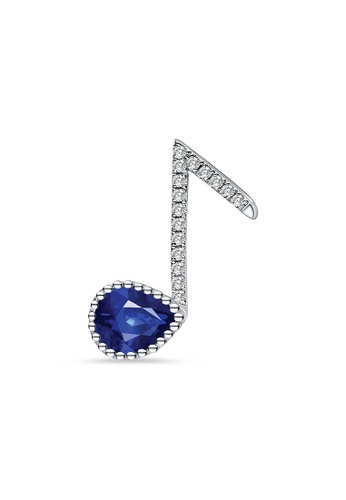 LAZO DIAMOND white and blue LAZO DIAMOND The Bluetiful Eighth Note Sapphire Diamond Pendant in 9k White Gold EEC93ACCF81121GS_1