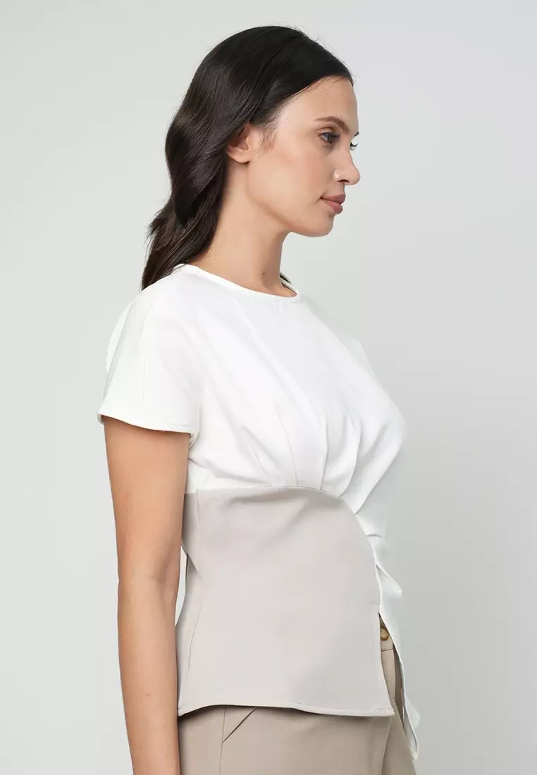 Keziah Tonal Top with Gathered side