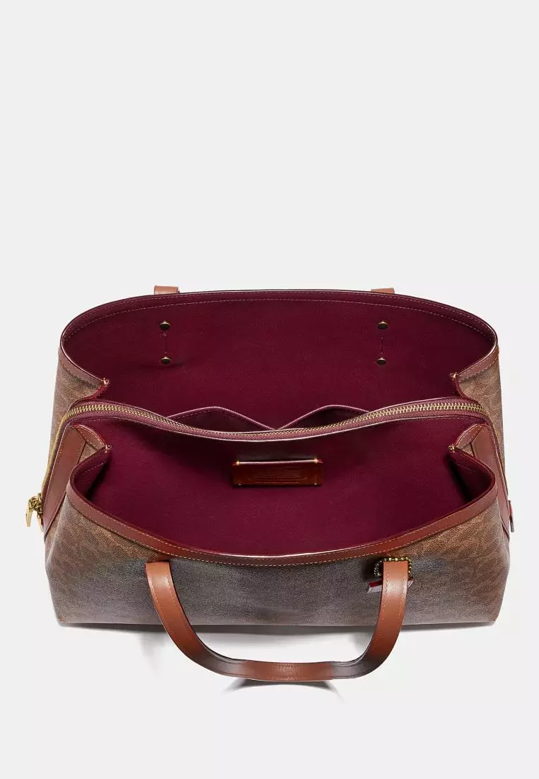 Jual Coach Coach Charlie Carryall 40 In Signature Canvas Tan Rust