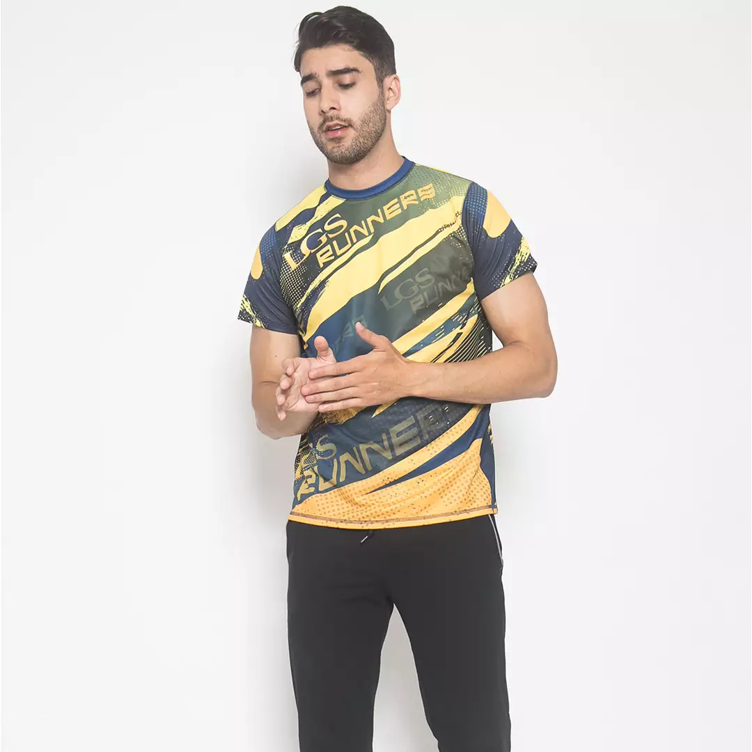 LGS - Kaos Casual - Kaos Olahraga - LGS Sport - Kombinasi Warna - Regular Fit - Kuning/Biru - CTS.222.M3000.01.C