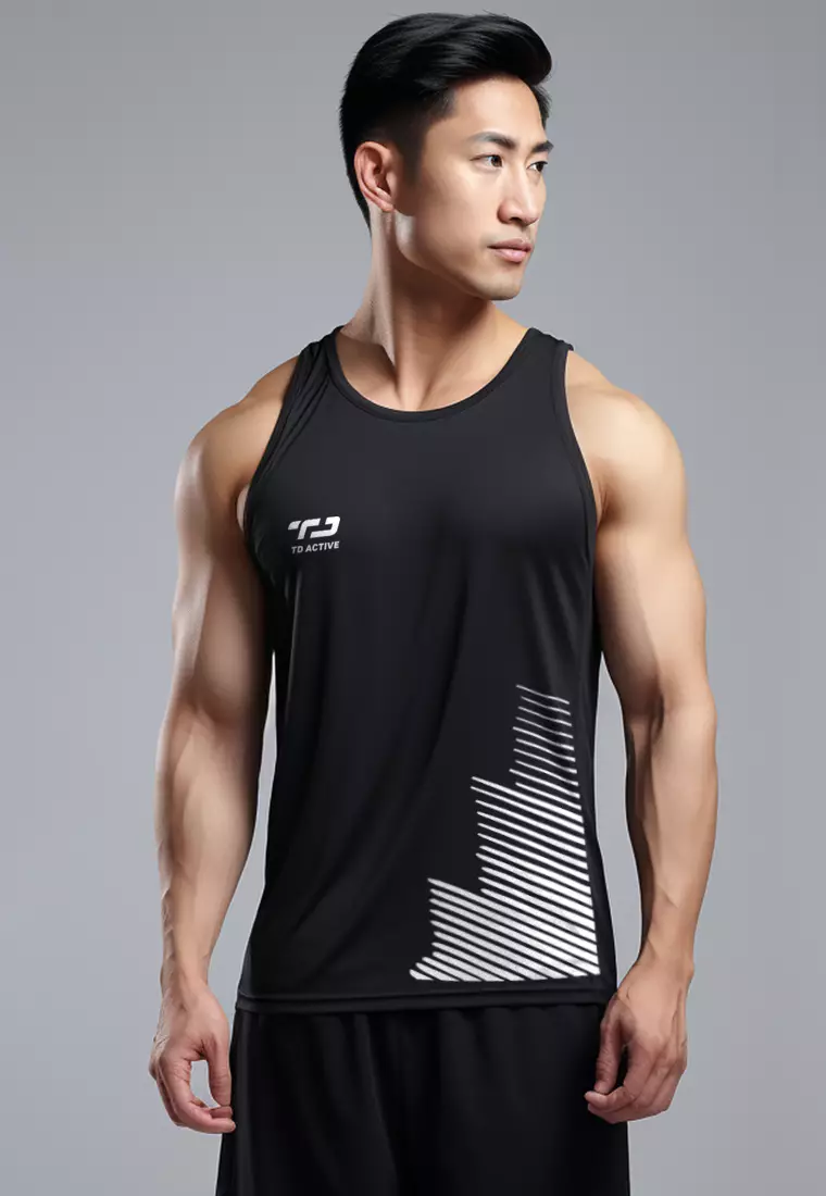 MSA64 kaos running pria stretch anti bau "td stepfans" hitam