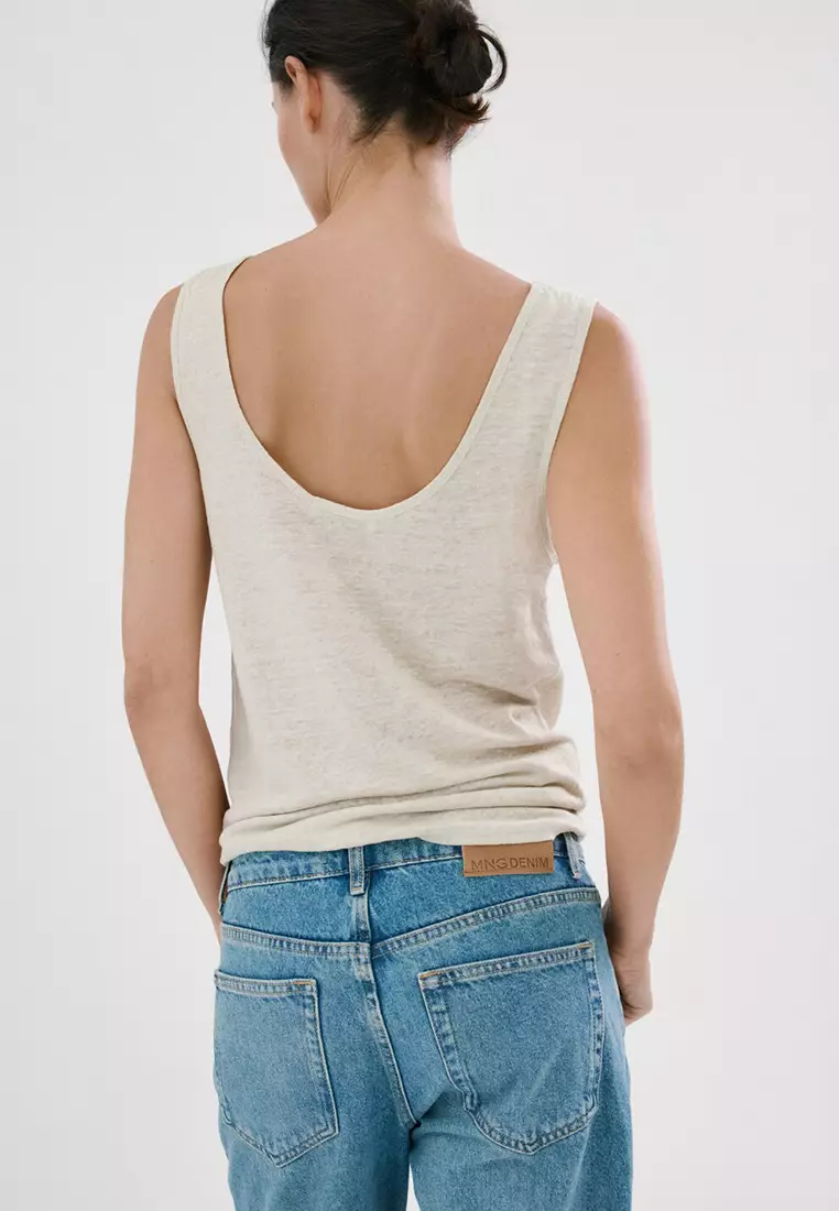 Linen Top With Scoop Neckline