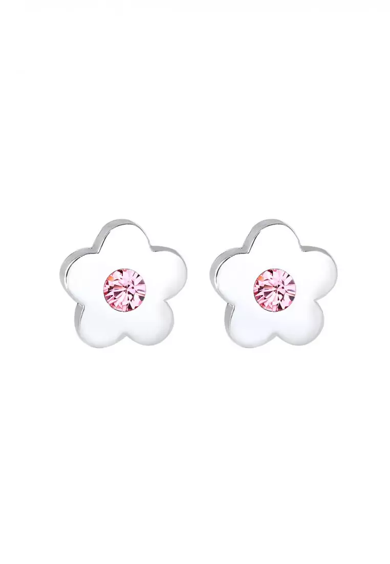 Anting Perhiasan Perak 925 Anak Flower Rose Crystals