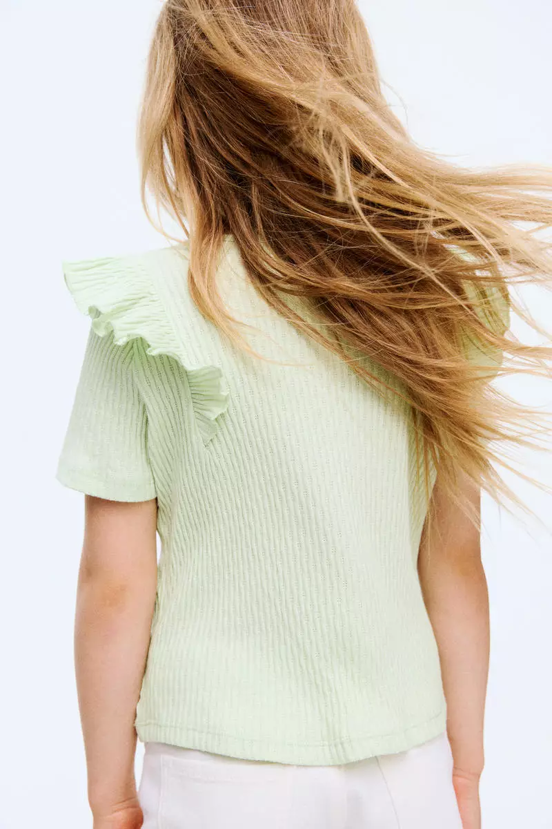 Flounce-trimmed cotton top