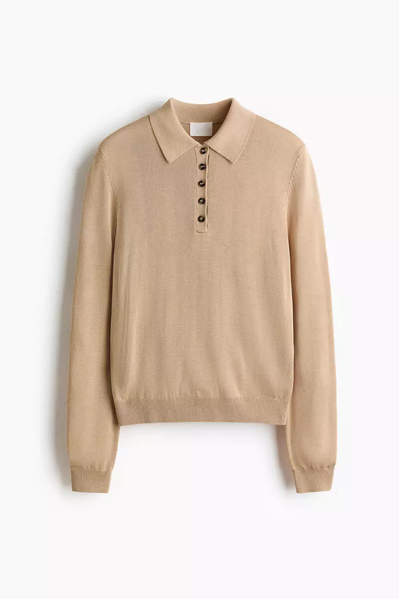 Fine-knit polo shirt