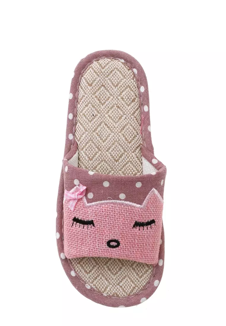 Asher Sandal Selop Wanita Cute Indoor Colorful Design Size 37-38 Material Kain ORIGINAL - Pink