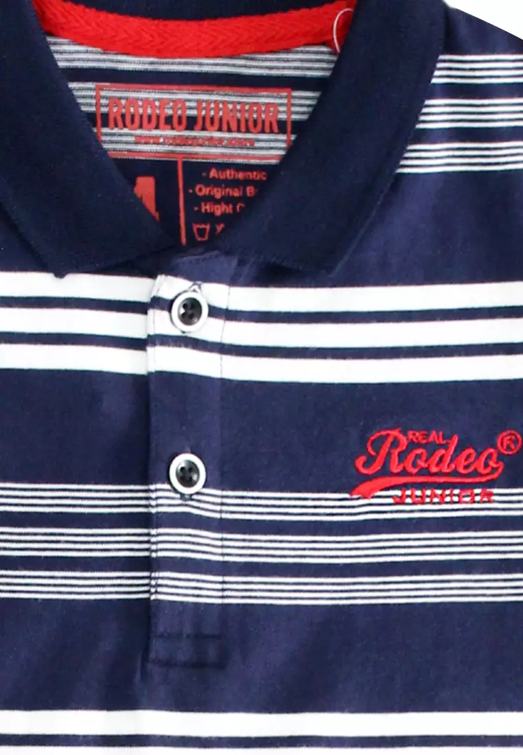 Polo Shirt/ Kaos Polo Anak Laki/ Rodeo JUnior Navy and White Polo Stripe