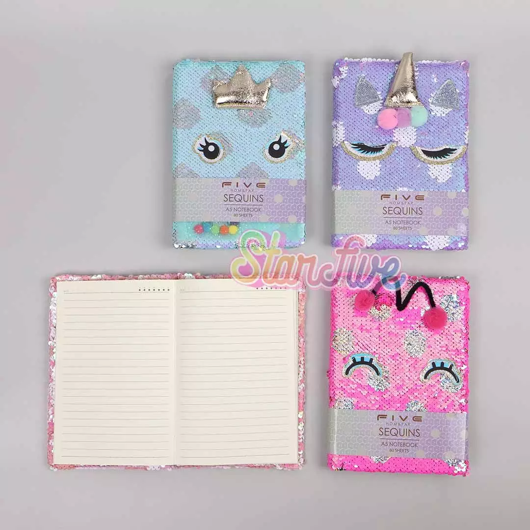 BUKU NOTEBOOK DIARY SEQUIN STARFIVE - BUTTERFLY FUCHSIA