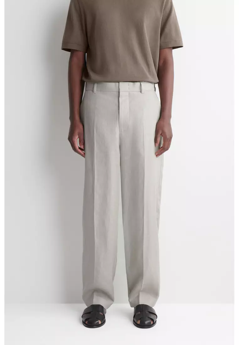 RELAXED LINEN TAPERED TROUSERS