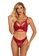 LYCKA red LEB1413-Lady Sexy Lace Lingerie Sleepwear Two Pieces Set-Red 0D42DUSE3C86A5GS_4