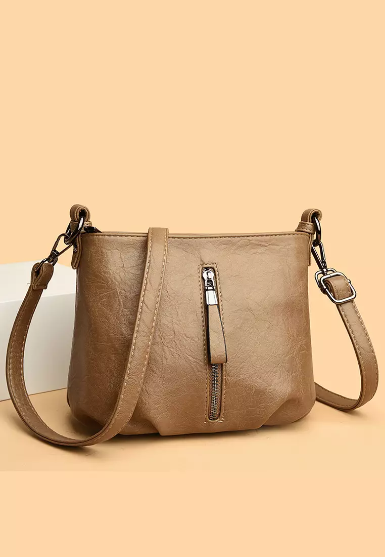 Textured Faux Leather Cross-Body Bucket Bag JW HD-3938