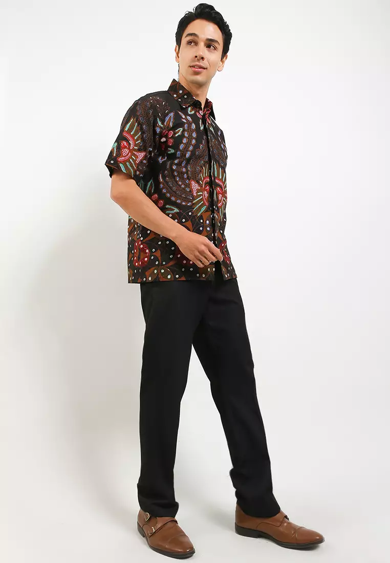 Sambara Kemeja Batik Tulis Premium Pria Casual Modern Lengan Pendek