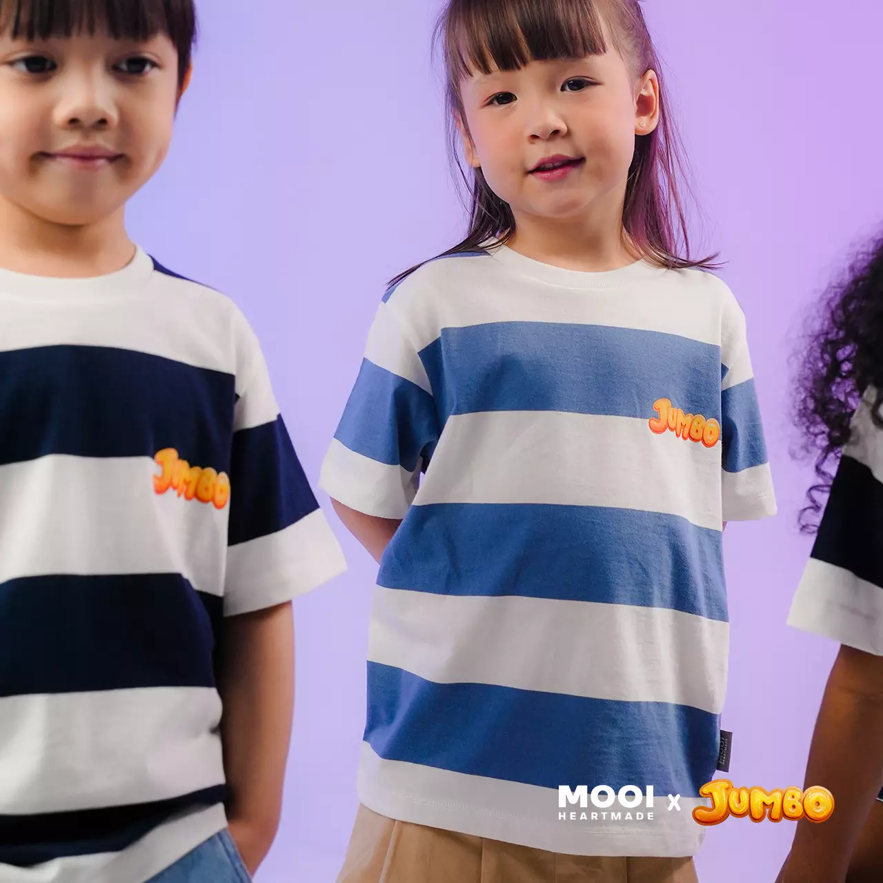 Mooi X Jumbo Kaos Anak Unisex T-shirt Striped Kids - Pink
