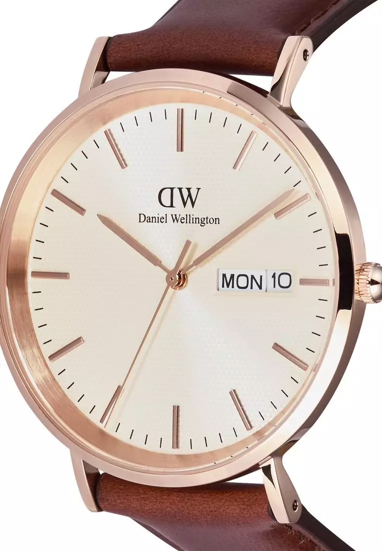 Classic Day Display St Mawes Rose Gold Champagne - Men Watch stainless steel leather watch DW Official Authentic Original