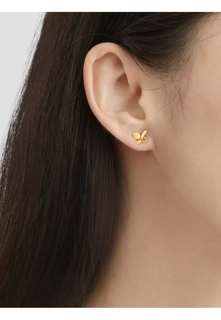 999.9 24K Solid Gold Butterlfy Stud Earrings for Women 68732E