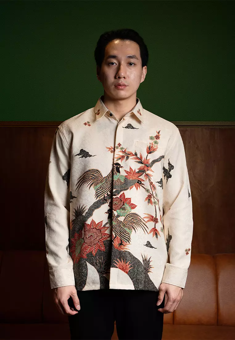 Enzy Batik Exclusive Kemeja Batik Pria Pusaka - Krem
